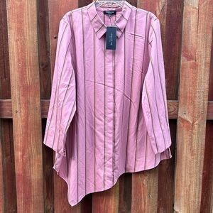 Layayette 148 New York Women Button Down Shirt Size XXL Vintage Rose Multi